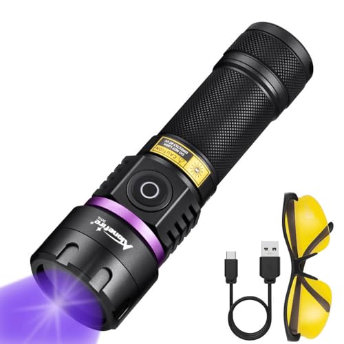 Alonefire SV116 UV-Taschenlampe, 60 W, 365 nm, professionell, wiederaufladbar, USB C, leistungsstark, schwarzes Licht, Urindetektor für Harz, Fischen, Skorpion, Mineralien, Kleber, Bernstein, mit Alonefire SV116 UV-Taschenlampe, 60 W, 365 nm, professionell, wiederaufladbar, USB C, leistungsstark, schwarzes Licht, Urindetektor für Harz, Fischen, Skorpion, Mineralien, Kleber, Bernstein, mit