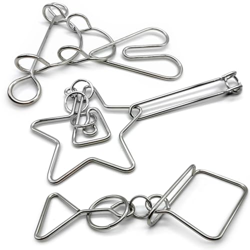 Zooshine 3 Sets Large Hard Metal Brain Teaser Puzzles,Challenging for Party Games,Office Toy Gift for Adults and Teens