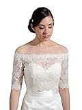 Off Shoulder lace Bolero Jacket Wedding Dress Topper WJ003 (Small) Ivory