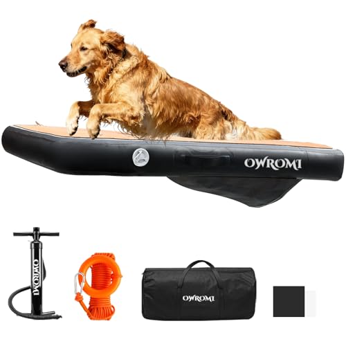 Inflatable Dock Platform for Dog, Large Dog Float Floating Ladder Up to 200 lbs Dogs Water Ramp, Non-Slip PVC with Boat Ramp for Pool, Dock, & Lake