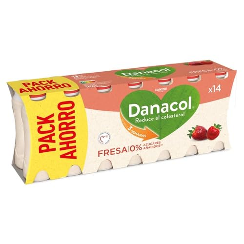 Danone DANACOL Leche fermentada desn. con edulcorantes,esteroles vegetales añadidos (PACK DE 2 Und.) REFRIGERADO (FRESA, 14X100)