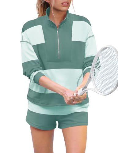 Panadila Womens Striped Workout Set Two Piece Outfits Oversized Lounge