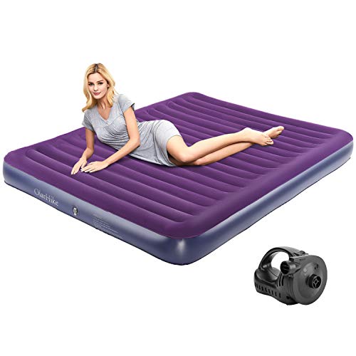OlarHike Queen Air Mattress, Inflatable Single High Airbed for Guests, Blow up Raised