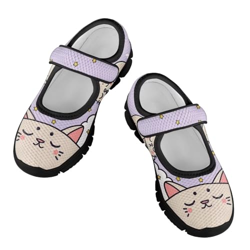 Little Girls Cute Uniform Shoes,Mary Jane Flats Shoes for Back School,Comfort Barefoot Shoes,Black Sole Size 11 to 15