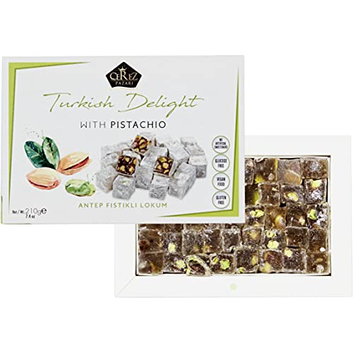 Çerez Pazarı Cerez Pazari Turkish Delight Pistachio Candy Gourmet Premium Vegan Sweets Small Gift Box 7.4Oz thumb #1