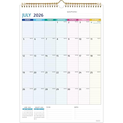 Wall Calendar 2026-2027 – Calendar 2026-2027 Wall, 18 Monthly Calendar, Jul 2026 - Dec 2027, 12 x 17 In, 2026 Calendar with Large Blocks, Thick Paper, Holidays, To-do ＆ Notes, Great for Organizing
