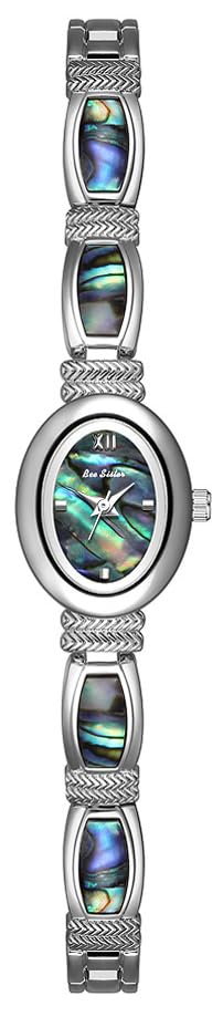 Montre vintage dorée femme cadran ormeau ovale chic