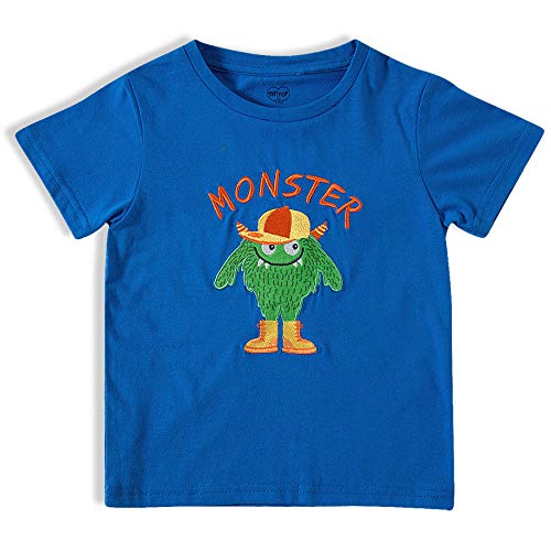 Camiseta Manga Curta Meia Malha Monster Tip Top, Toddler Menino, Azul, 3T