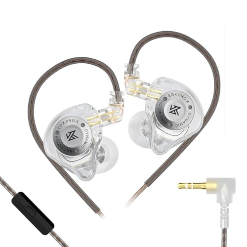 Concept Kart Kz Edx Pro X Wired Iem With Mic, 10Mm Super-Linear Dynamic Driver In-Ear Monitor, Detachable Cable Design Earphone, Professional-Grade Oxygen-Free Copper Cable. (Crystel)