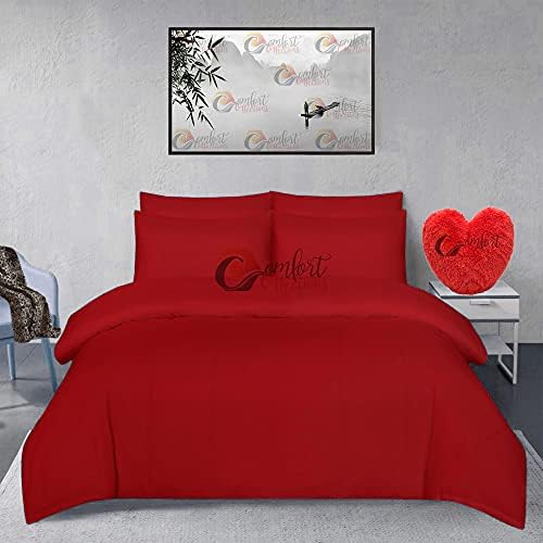 Comfort Collections Brushed 100% Cotton Flannel Flannelette Plain Duvet Quilt Cover Bedding Set Black Double 200cm x 200cm Approximate