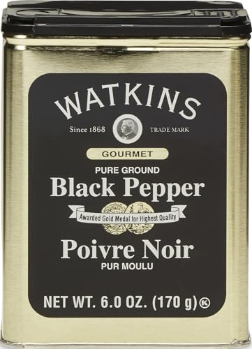 Image of Watkins Gourmet Spice Tin, Pure Ground Black Pepper, 6 oz. Tin, 1-Pack