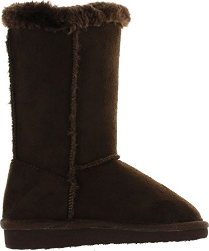 Forever Link Girls Aling-33K Faux Suede Buckle Comfort Mid Calf with Lined Faux Fur2
