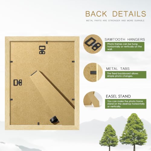 Image of 8.5x11 Picture Frame Set of 4, Natural Solid Wood Frames