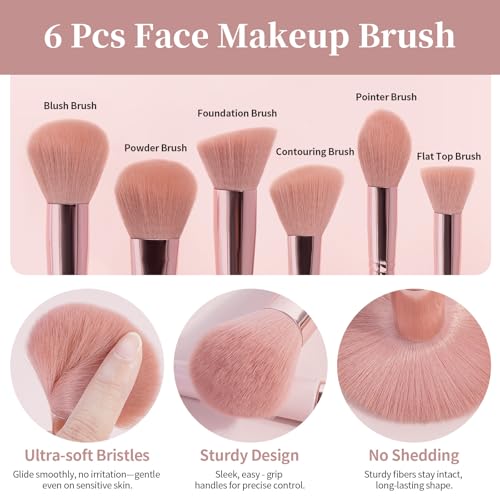 MAANGE Makeup Brush Set 51 PCS Professional Makeup Brushes for Foundation Powder Concealers Eye shadows Blending Blush Travel Make up Brush Kit (Pink) - Image 3