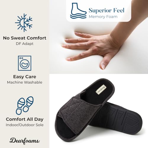 Image of Dearfoams Men's Adjustable Indoor /Outdoor Memory Foam Machine Washable Summer Slide Slipper