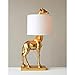Creative Co-Op Gold Giraffe Lamp with Linen Shade