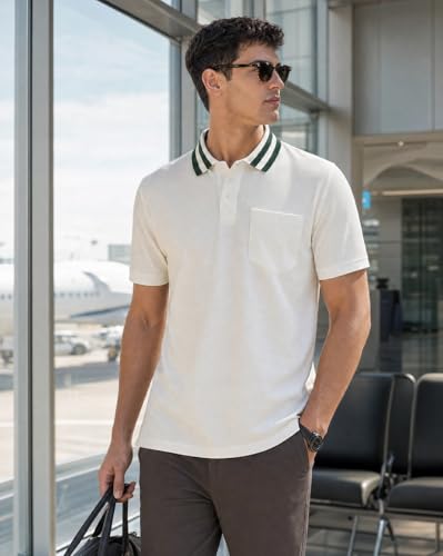Image of Nobero Striped Collar Regular Fit Polo T Shirt for Men | Polo t-Shirts for Men | Regular Fit | Striped Collar | Premium Fabric | Casual & Smart Casual