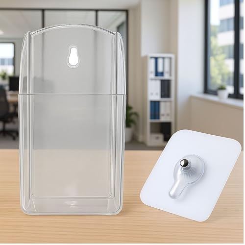 Image of Hian Wall Mounted Remote Holder with Self-Adhesive Hook | Transparent PET Organizer for TV & AC Remotes, Pens & Stationery | No Drill Space Saving Storage for Home, Office & School (Pack of 1)