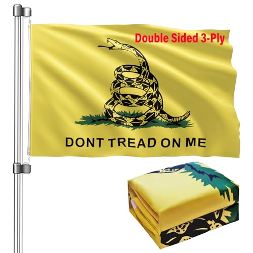 Dont Tread On Me Gadsden Flag 3x5: Heavy Duty Double Sided 3-Ply - UV Protection & Fade Resistant & Reinforced Brass Grommets - Ideal for Outdoor Parades and History Fans