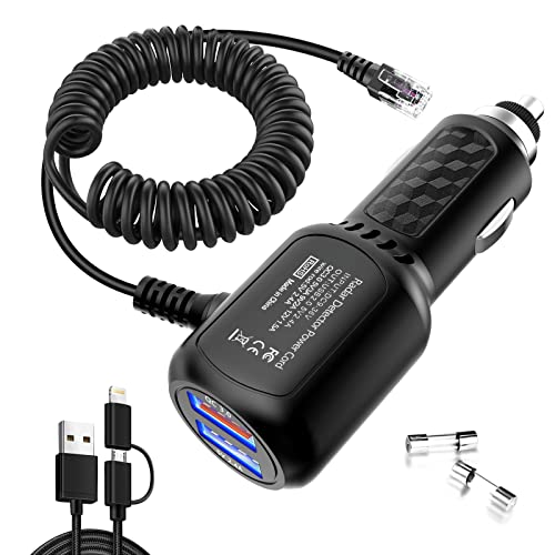 Radar Detector Power Cord,for Uniden Escort Valentine Beltronics Passport Cobr etc Radar Detector,with Dual USB QC3.0 Quick Charger (RJ11)