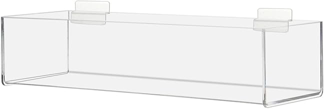 Slatwall Acrylic Retail Tray 15 Inch Wide x 4 Inch Deep Rectangular One Compartment Lucite Product Merchandise Storage Organizer for Businesses and Shops by Marketing Holders