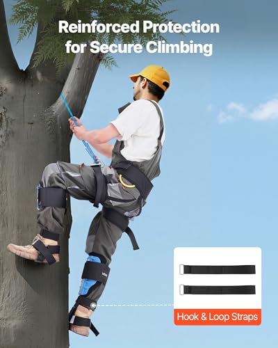 Image of VEVOR Tree Climbing Spikes, 1 Pair Height-Adjustable Climbing Spurs, 350lbs Load Capacity Tree Climbing Gear with Straps, Arborist Equipment for Climbers, Hunting, Fruit Picking