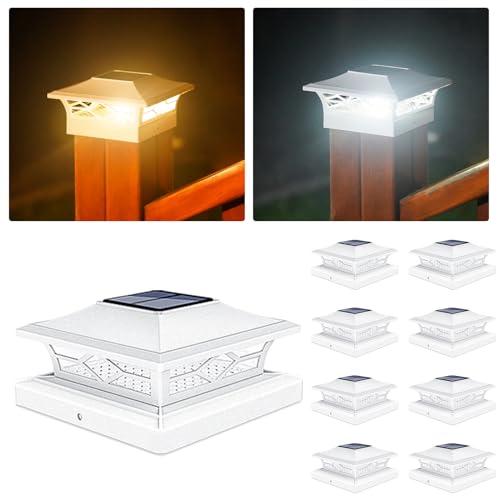 Image of VOLISUN 8Pack Solar Post Cap Lights, 2 Color Modes Deck Lights, White