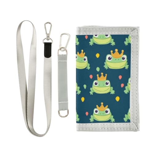 Wusikd Frog Wearing Crown Kids Wallet for Boys Girls Toddler Trifold Wallet Novelty Wallet for Teens Women Men