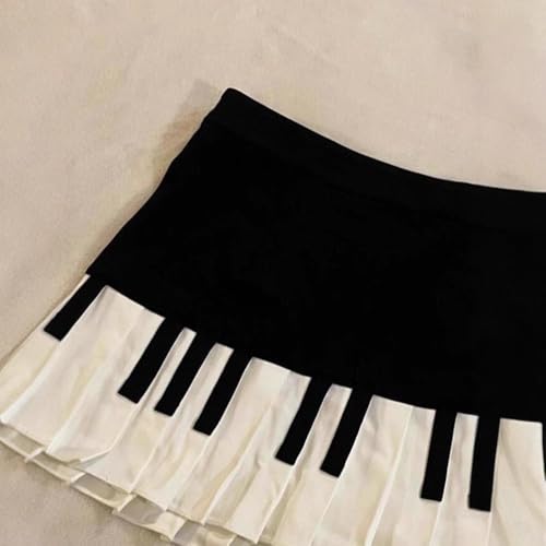 Womens Pleated Mini Skirt Y2k Stripe High Waist Piano Skirt School Uniform Cheerleader Skirts Skater Skirt4