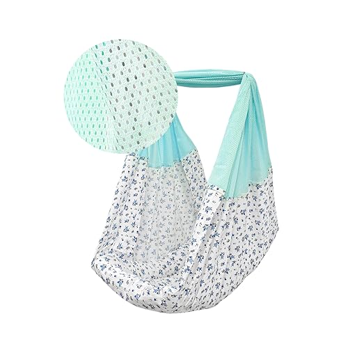 Image of Cotton New Born Baby Swing Cradle (Jhula) | Bismark Cradle with Mosquito Net | Weight Capacity Up to 20Kg | Age from 0-12 Months | Cradle Set (Blue Emily)