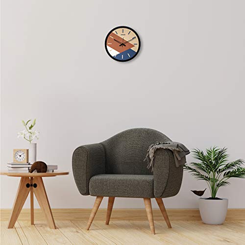Image of Amazon Brand - Solimo 12-Inch Contemporary Plastic & Glass Wall Clock - Designer (Silent Movement, Black Frame), Analog