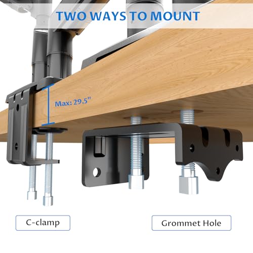 Image of Monitor Arm Mount, Gas Spring Desktop Stand, 13-32 Inch Screen Support, 8kg Capacity Vesa 100x100mm (Dual Monitor)