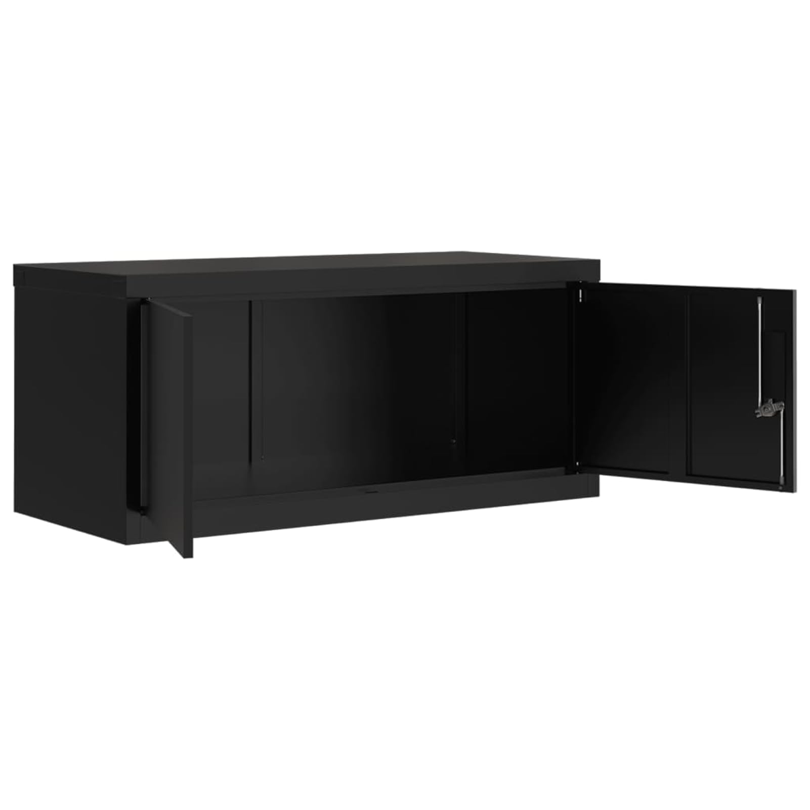 Armadietto in acciaio, 90 x 40 x 130 cm, nero, con 2 ripiani regolabili e serratura di sicurezza, robusto archivio per ufficio