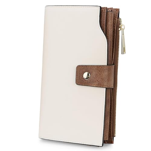 Image of YALUXE Women's Real Leather Wallet RFID Protect 21 Card Slots Phone Pocket