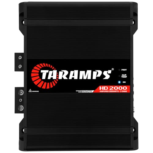 Taramps HD 2000 Black 2 Ohms 1 Channel 2000 Watts RMS MAX, Digital Amplifier Car Audio, Monoblock, LED Monitor Indicator, Class D, Crossover, 2k amp, Full Range, Sound Quality