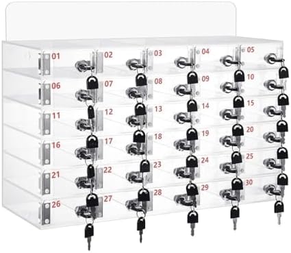 Transparent Mobile Phone Locker Box with Lock - Secure Storage for Classroom, Office, Gym & Exam - Organized, Safe & Convenient Solution for Device Protection