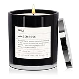 LUMELOOM Amber & Rose Luxury Scented Candles, 9oz Soy Wax Candles for Home Scented, Rose, Wood, Amber Scent, Long Burning Time, Gifts for Women, Friends, Men, Sister, Mom, Teacher