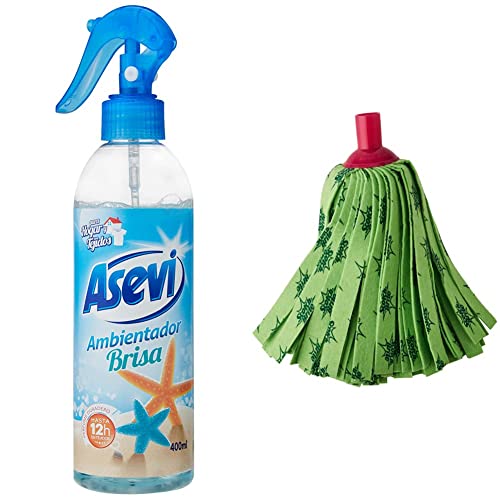 Ambientador Asevi Brisa 400 ml & Scotch-Brite Fregona Ultrasec, Compuesto, Multicolor, 18x18x26 cm