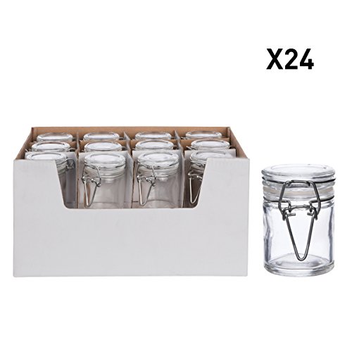 Wedestock Lot de 24 Mini Pots déco de Table cylindriques avec Fermoir hermétique (h) 6,1x(d) 4,5cm