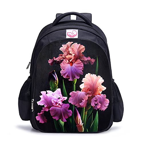 Sac à dos pour enfants adultes résistant à motif floral 41x28x12 cm pour l'école