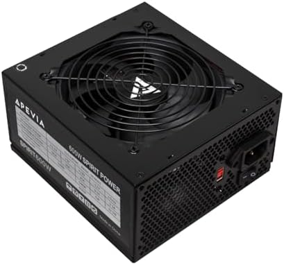 Apevia SPIRIT600W Spirit 600W ATX Power Supply, 120MM Fan, All Protections | 120mm Auto Thermal Controlled Fan, Quiet Operation, Heavy Duty Protections, Supports Single 12V Output, Black Fan
