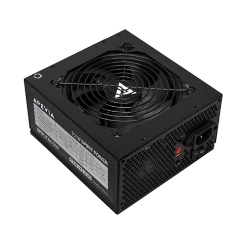 Apevia SPIRIT600W Spirit 600W ATX Power Supply with Auto-Thermally Controlled 120mm Fan, 115/230V...