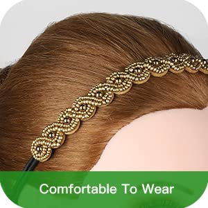 Miniatura 6 de Teenitor 6 diademas con cuentas de diamantes de imitación, bandas elásticas para el cabello para mujeres, niñas, accesorios para el cabello de