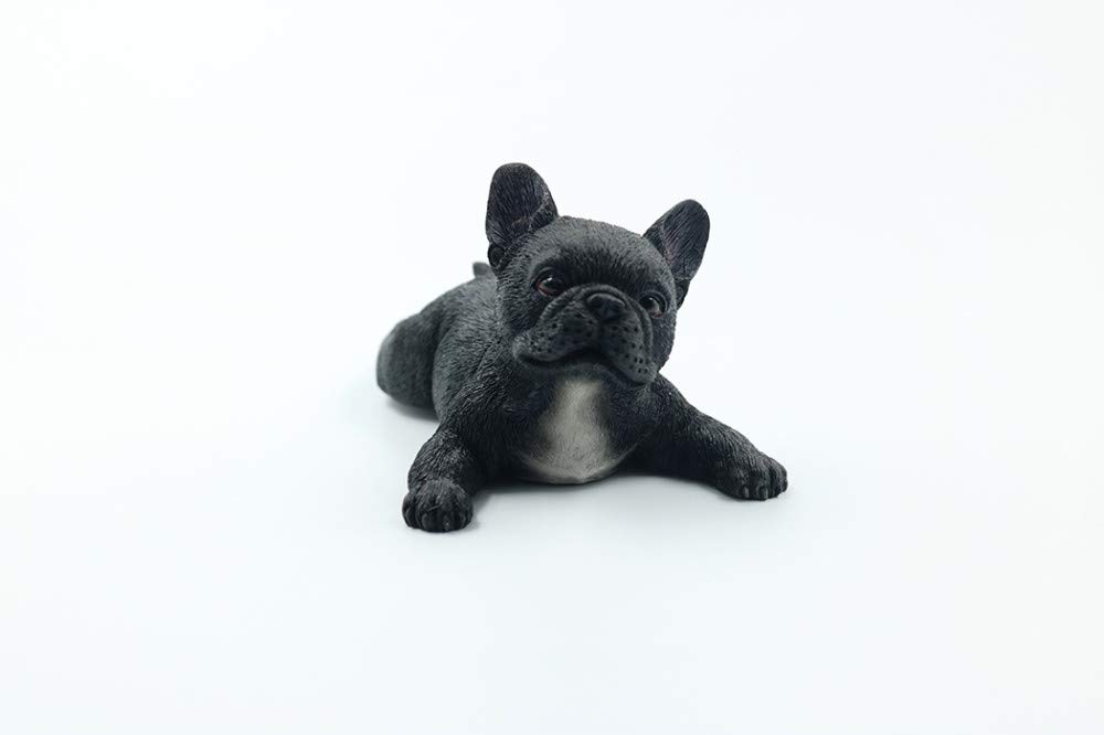 Statue bouledogue francais decoration voiture figurine chien resine noire interieur