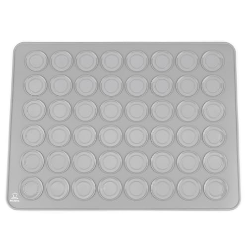 Backefix Silikon Backmatte für Macarons 40×30 cm in Grau Ø 3 8cm hochwertige Backunterlage mit 20 Mulden für Macarons oder Kekse Platin-Silikon antihaftend wiederverwendbar