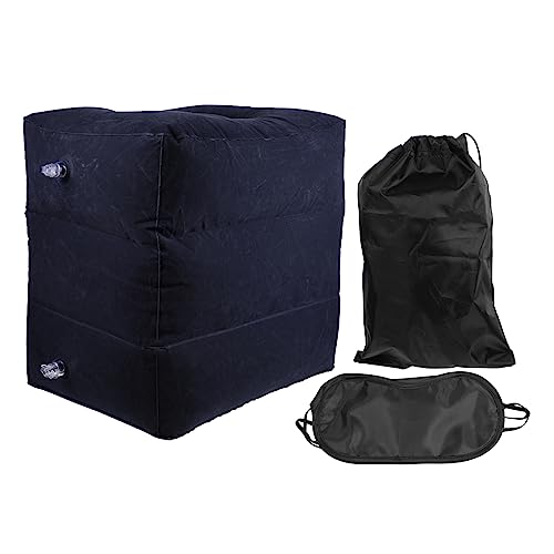 Angoily 1Pc Inflatable Footrest Pillow Adjustable Height Airplane Cushion for Travel Comfort Flocking Material for Adults at Home The Go