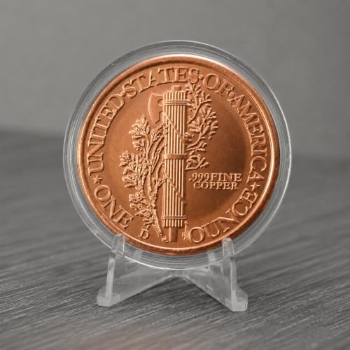 Image of Mercury Dime Design 1 oz Pure .999 Copper Round Collecticble Jumbo 39mm Coin in Capsule - COA by Heavenly Metals