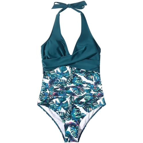 Shfebrinox Bañador Push Up Vientre Plano Cuello En V Cruzado Bañador Natacion Piscina Traje De Baño Sexy Espalda Expuesta Halter Correas Espaguetis Escote Profundo Cuello En U Team Bride