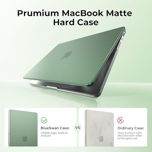 Image of BlueSwan Matte Case for MacBook Pro 14 M5 M4 M3 M2 M1 Pro /Max 2026-2021 | 100% Color Match, Anti-Fingerprint, Anti-Scratch,Ultra Thin, Hard Shell Protective Cover, Matte Midnight Green