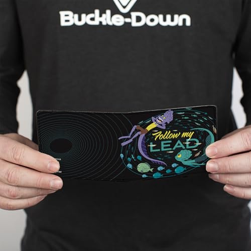 Buckle-Down Men's Disney Wallet, Bifold, Luca and Alberto Sea Monsters Follow My Lead Pose Black Blues, Vegan Leather, 4.0" x 3.5"4